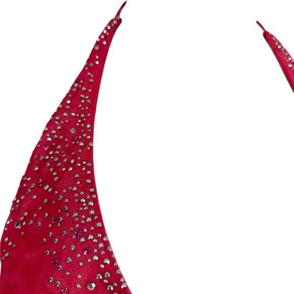 Blondie Nites 90s Y2K Organza Halter V-Neck Formal Prom Corset Back Dress 3 XS S - Picture 5 of 15